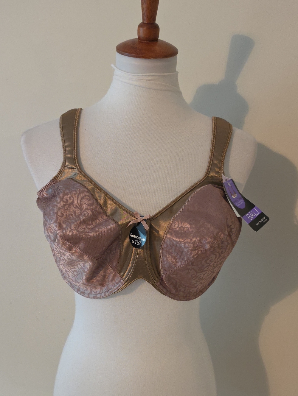 BALI Full Coverage Lace-Detail Underwire Bra in Sheer Latte Brand New